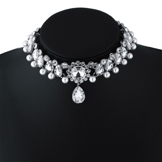 Jewdy Simulated Pearl Choker Necklace