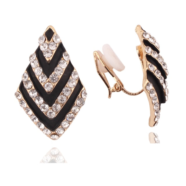 Black Color Shape Clip on Earrings for Women