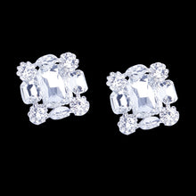 Load image into Gallery viewer, New Square Clip Earrings no Hole Wedding Jewelry Women Large Clear Crystal Rhinestone Clip on Earrings Ear Women
